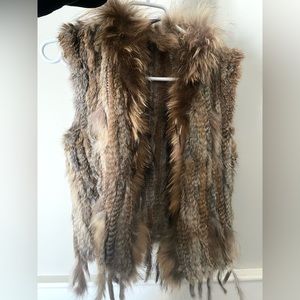 Brand Axara- Fur Vest, size Small, colours brown grey black white and beige